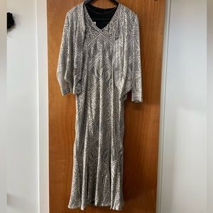 LILLIE RUBIN White Silver Gold Lace Crochet Knit Dress